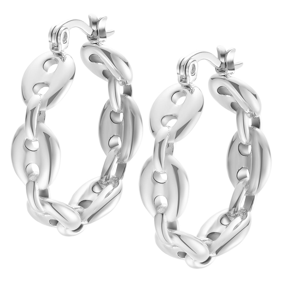 Stately Steel Stainless Steel U-Shape Hoop Earrings