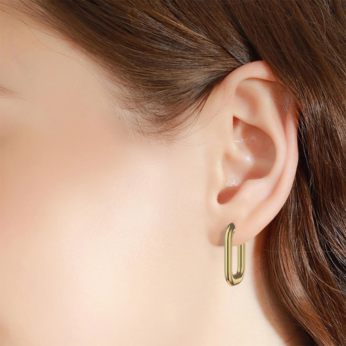 Stately Steel Stainless Steel U-Shape Hoop Earrings