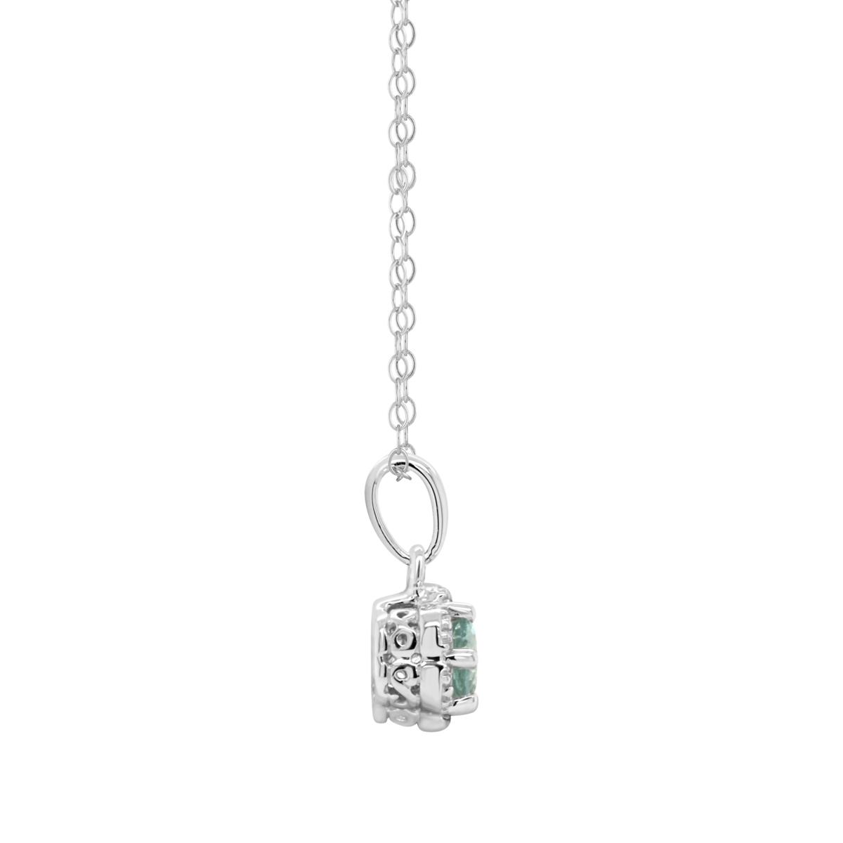 Diamond Accent Solitaire Flower Pendant in Sterling Silver