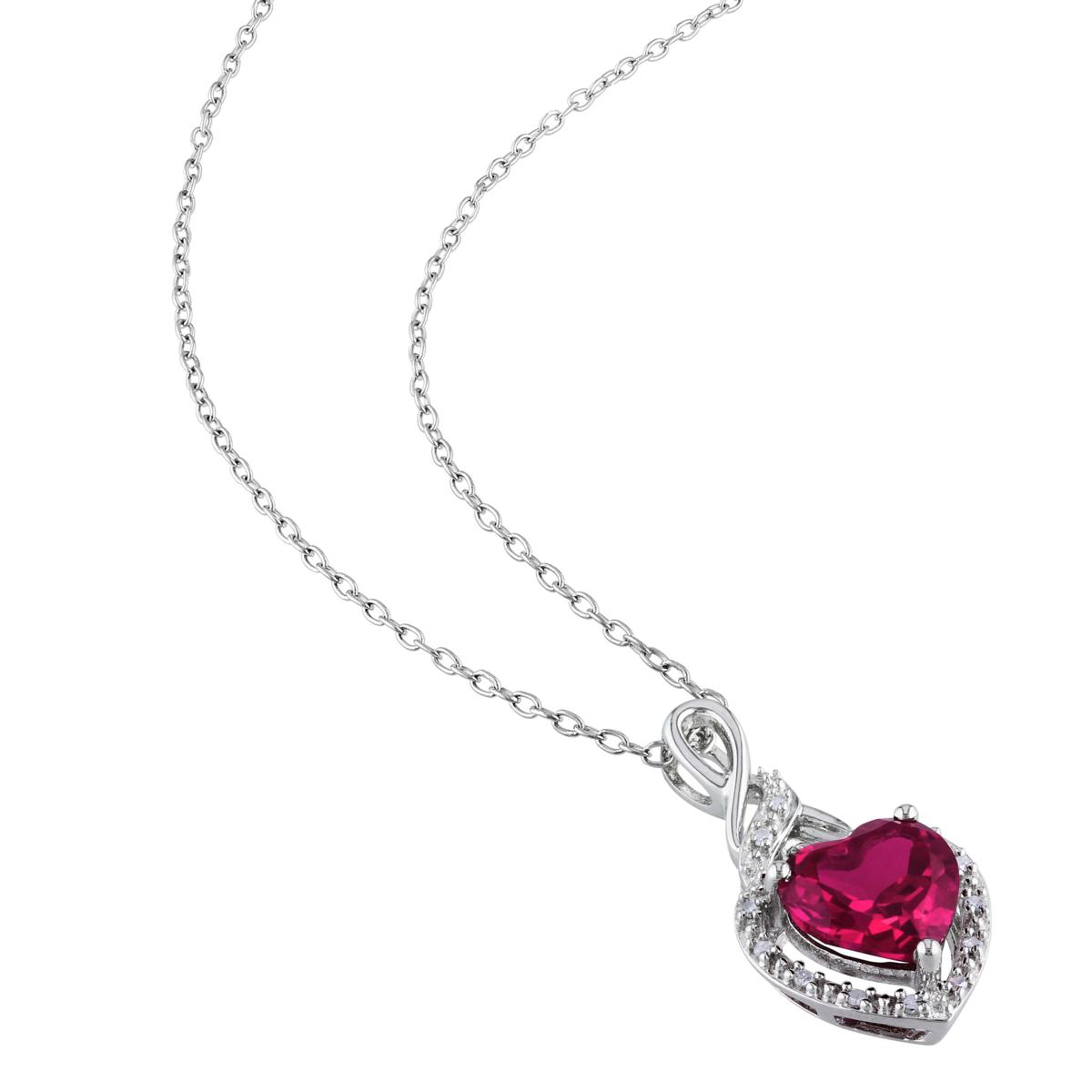 Heart necklace with hot sale ruby in the middle