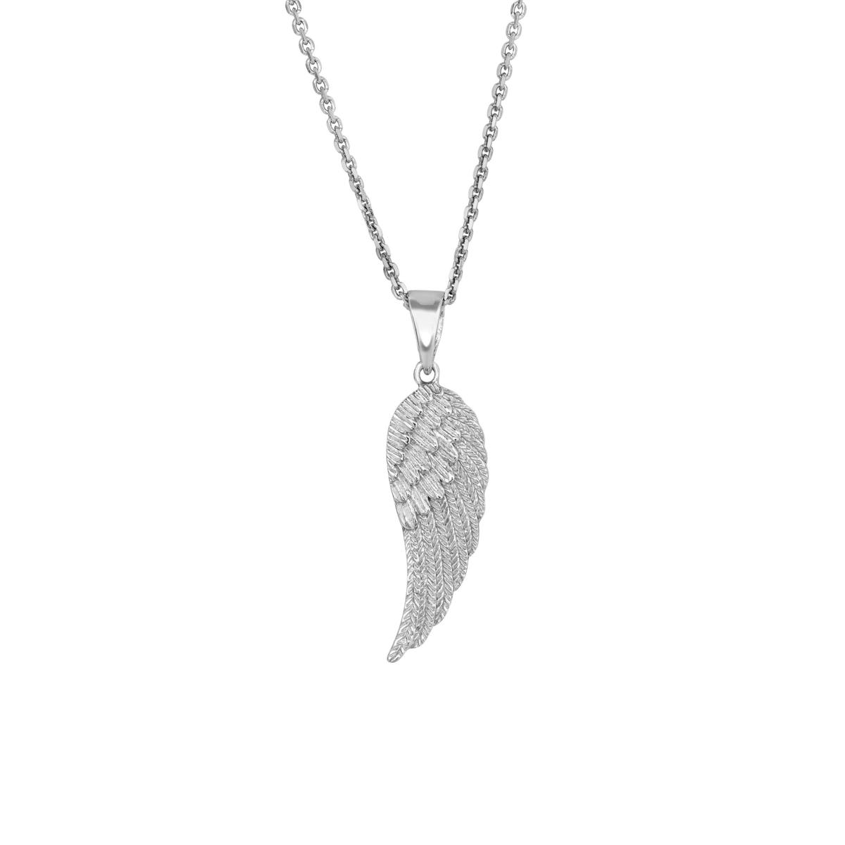 Sterling Silver Textured Wing Pendant with Chain - 20630639 | HSN