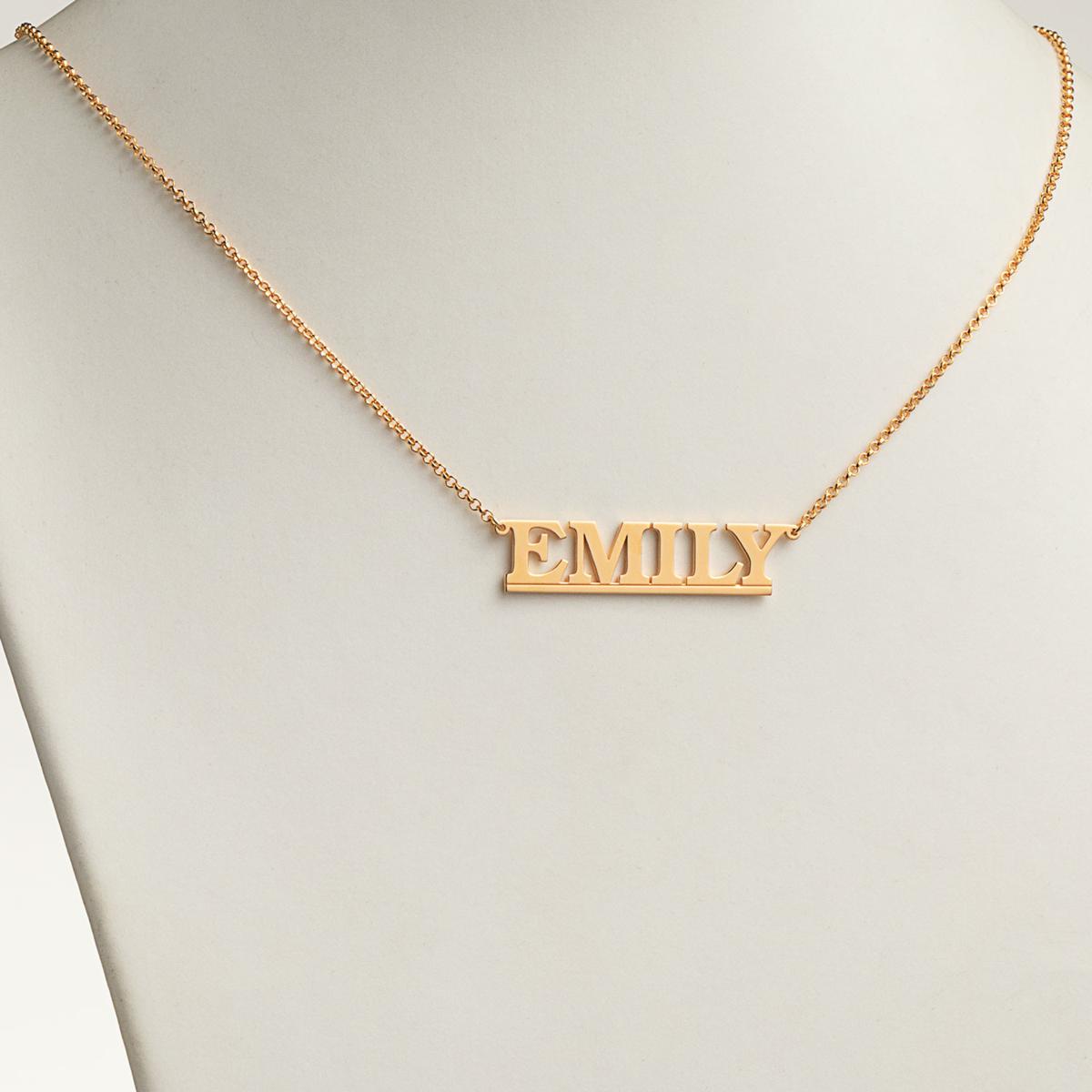 uppercase block letter charm name necklace