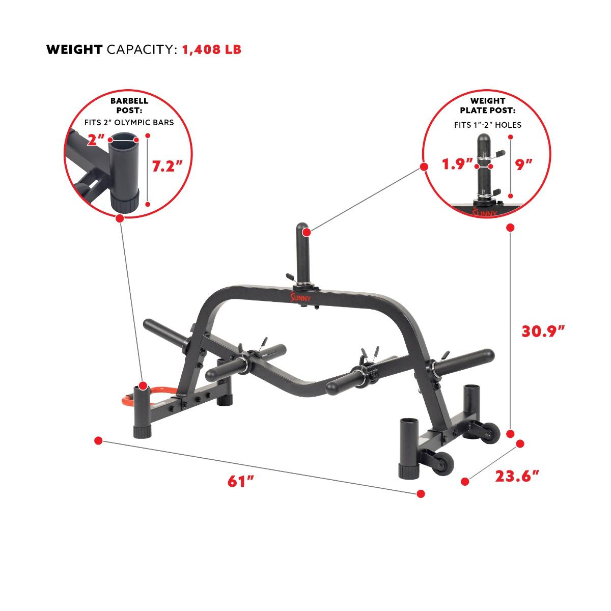 Sunny Health Fitness Multi Weight Plate Barbell Rack Storage