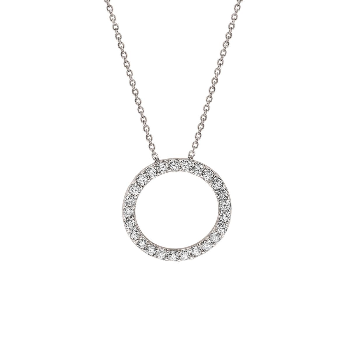 Suzy Levian 14K .50ctw Diamond Circle Pendant with Chain - 20923436 | HSN