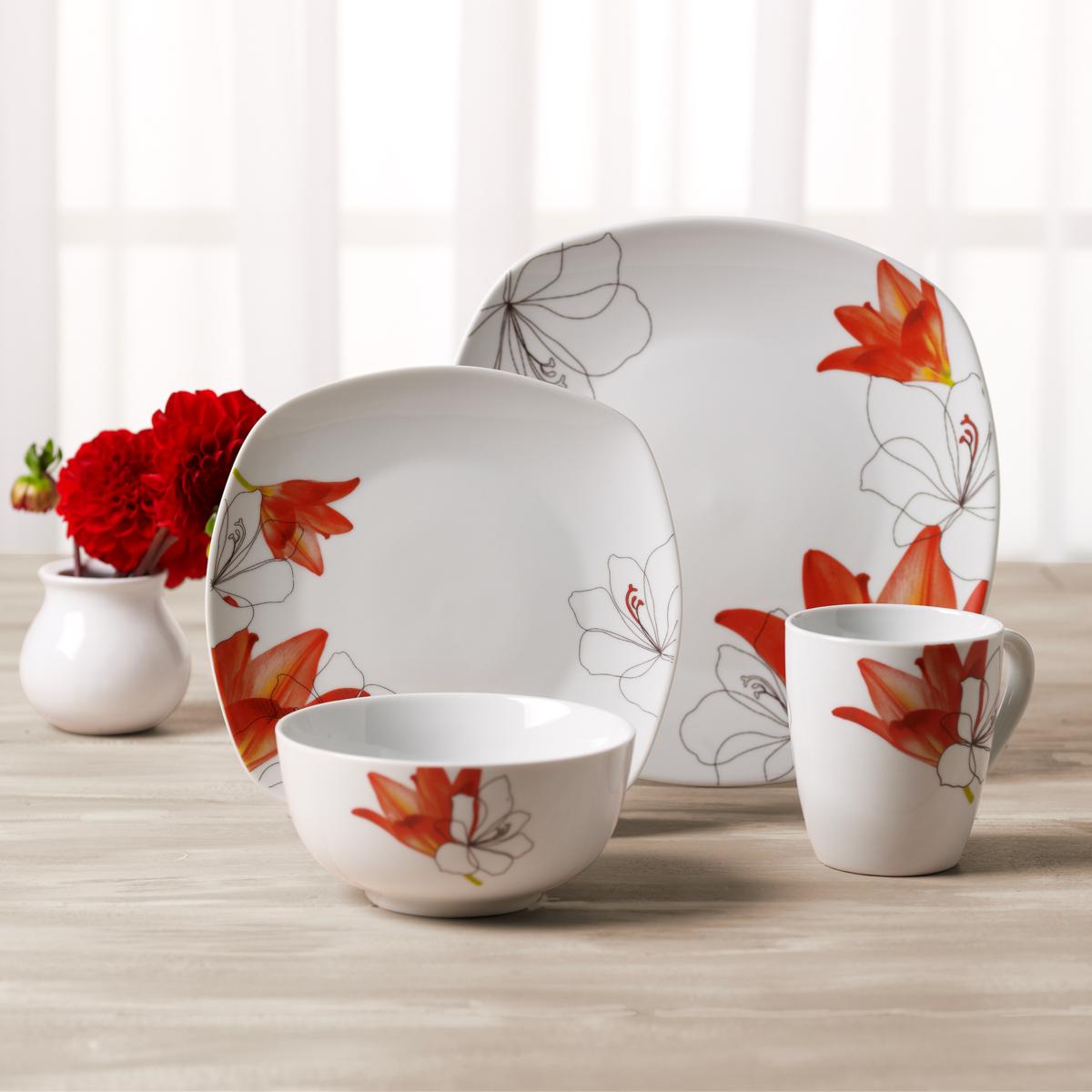 Tabletops Gallery Lily 16-Piece Dinnerware Set - Service for 4 | HSN