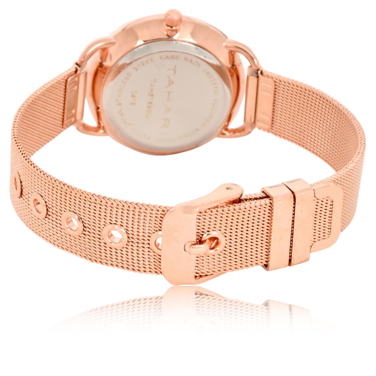 midi dial rose gold mesh bracelet watch strap