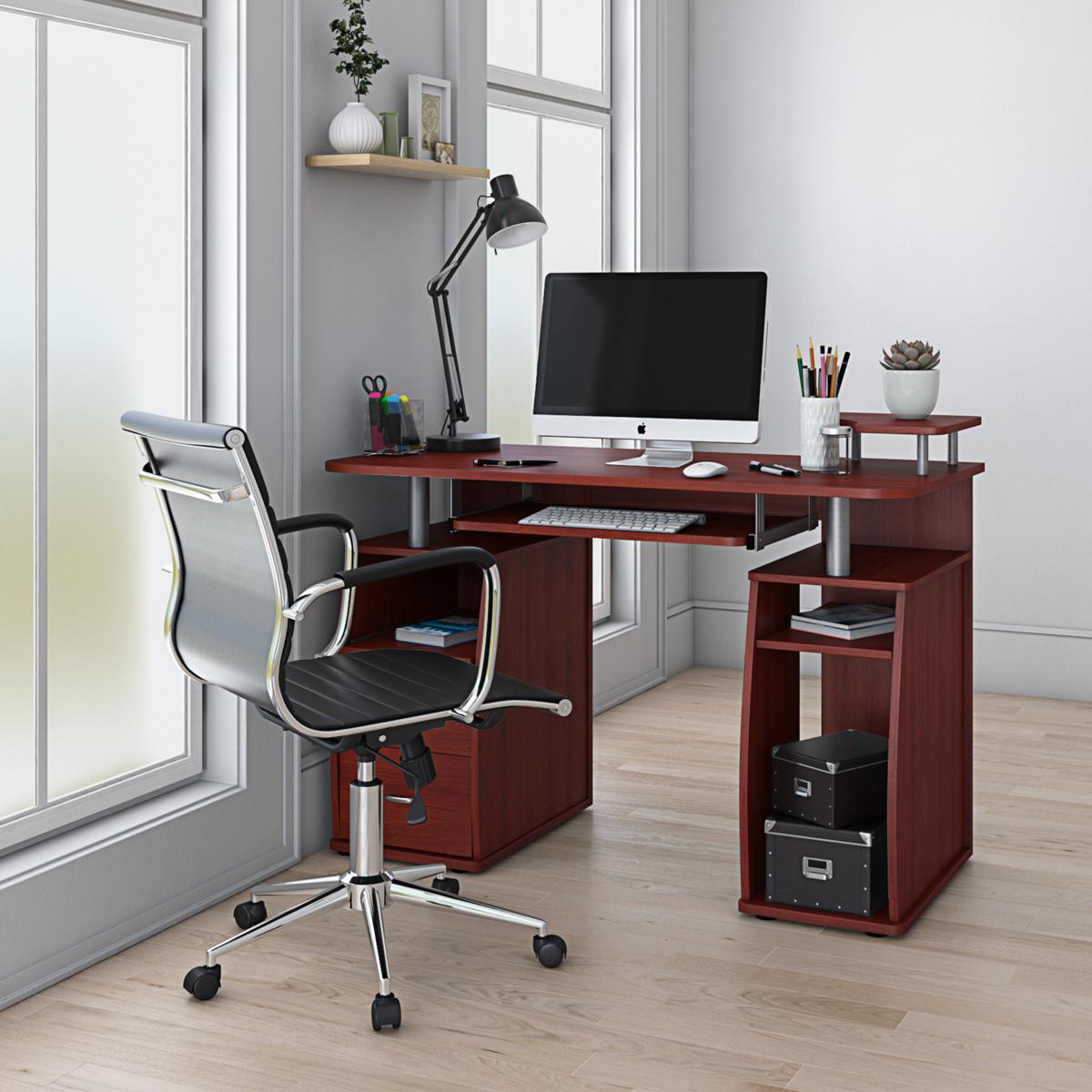 Techni Mobili  Compact Computer Desk With Side Shelf And Keyboard