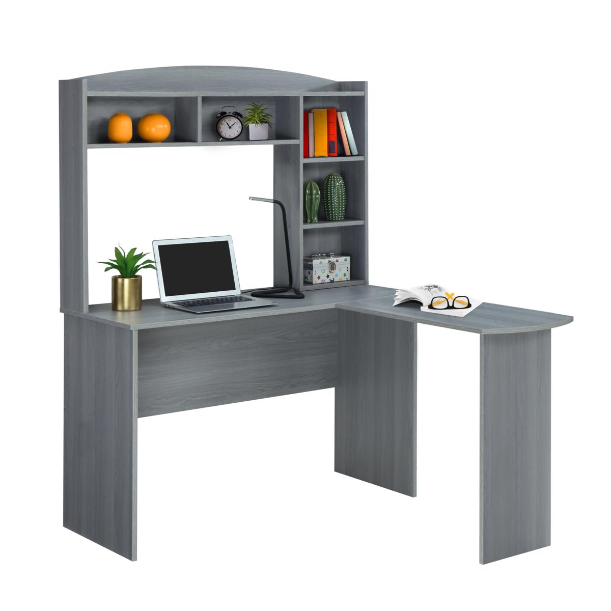 Techni Mobili  L-Shape Home Office Two-Tone Desk with Storage