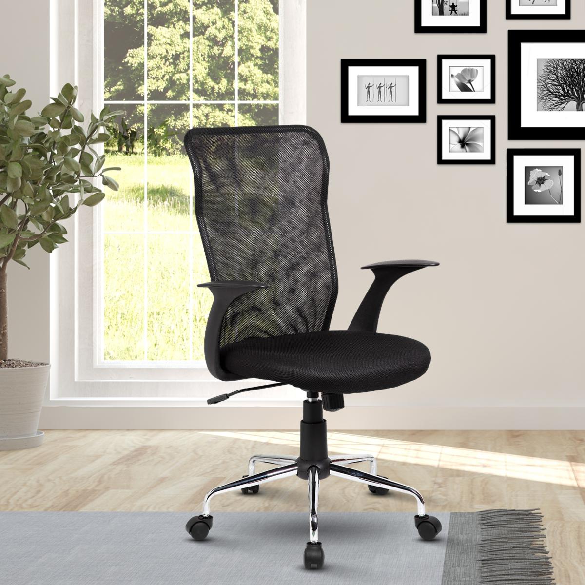 Techni Mobili High Back Executive Mesh Office Chair with Arms, Headrest and Lumbar Support - Blue