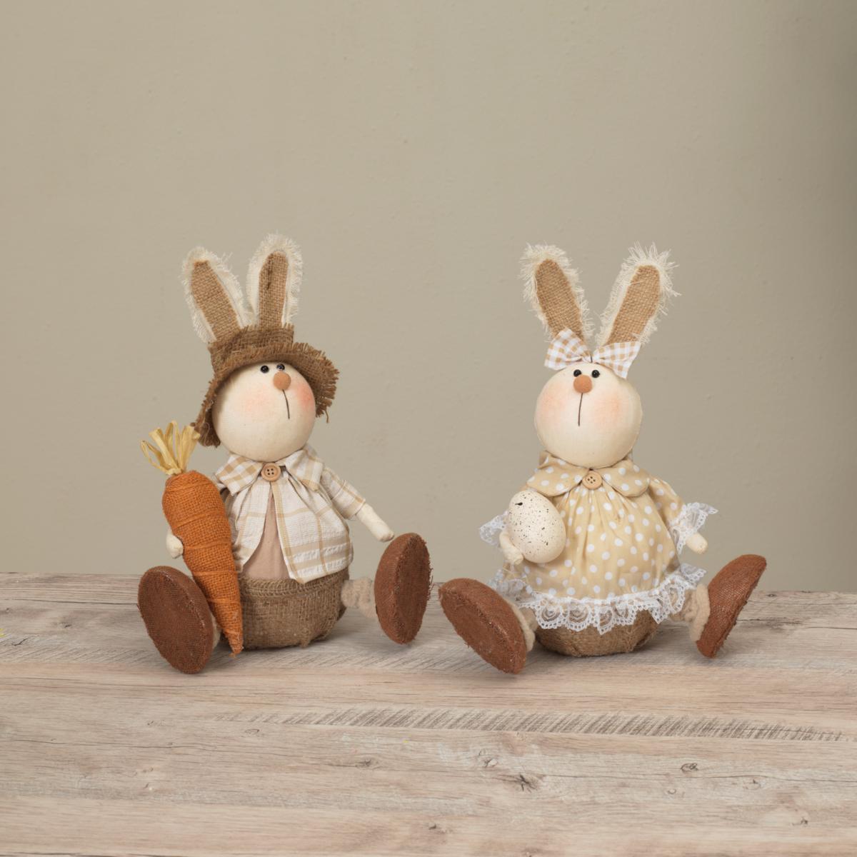 The Gerson Companies Set of 2 12.5 in H Handcrafted Bunnies - 20846896