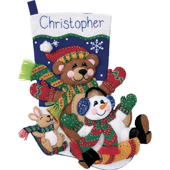 Bucilla 18 Snowman & Puppies Felt Stocking Kit