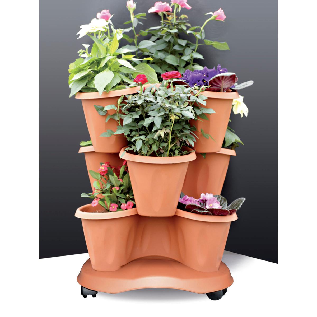 5-Tier Plastic Stackable Flower Pot