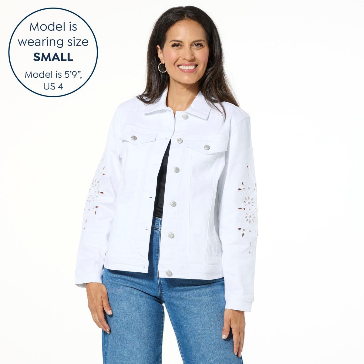 ♡YJN♡ TWRHLL by Christie Brinkley Eyelet Embroidered Denim Jacket | HSN
