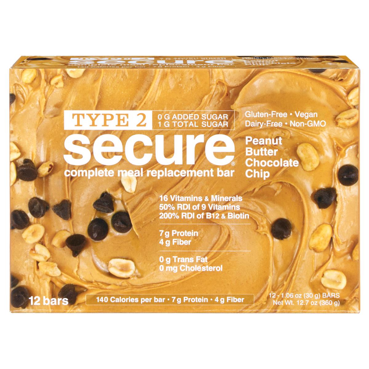 Type 2 Secure Complete Meal Replacement Bars - 12-count