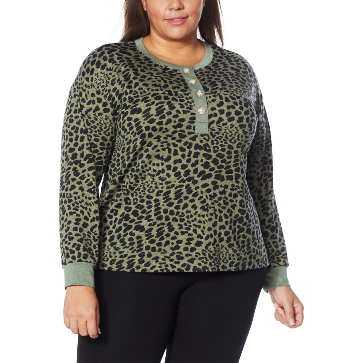 Uncover Long-Sleeve Print Henley Top