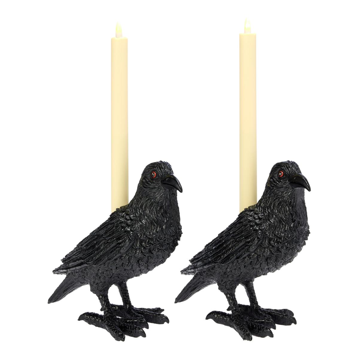 Unmatched Black Crow Candle Holder with LED Candle - 2 pack - 23077146 ...