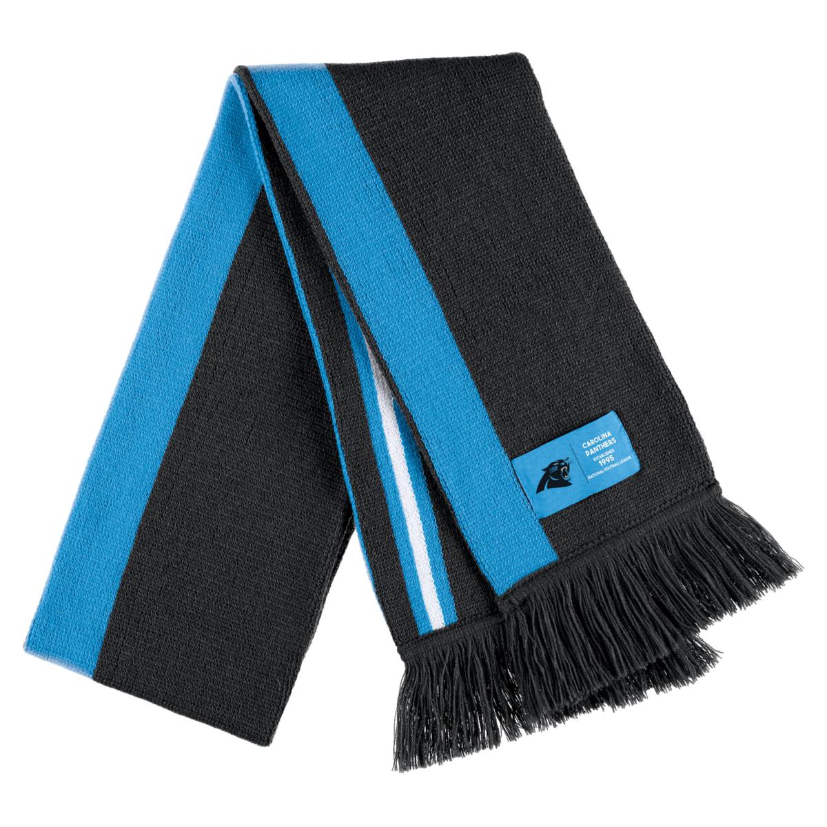 WEAR by Erin Andrews Women's WEAR by Erin Andrews Black/White Carolina  Panthers Cable Stripe Cuffed Knit Hat with Pom and Scarf Set