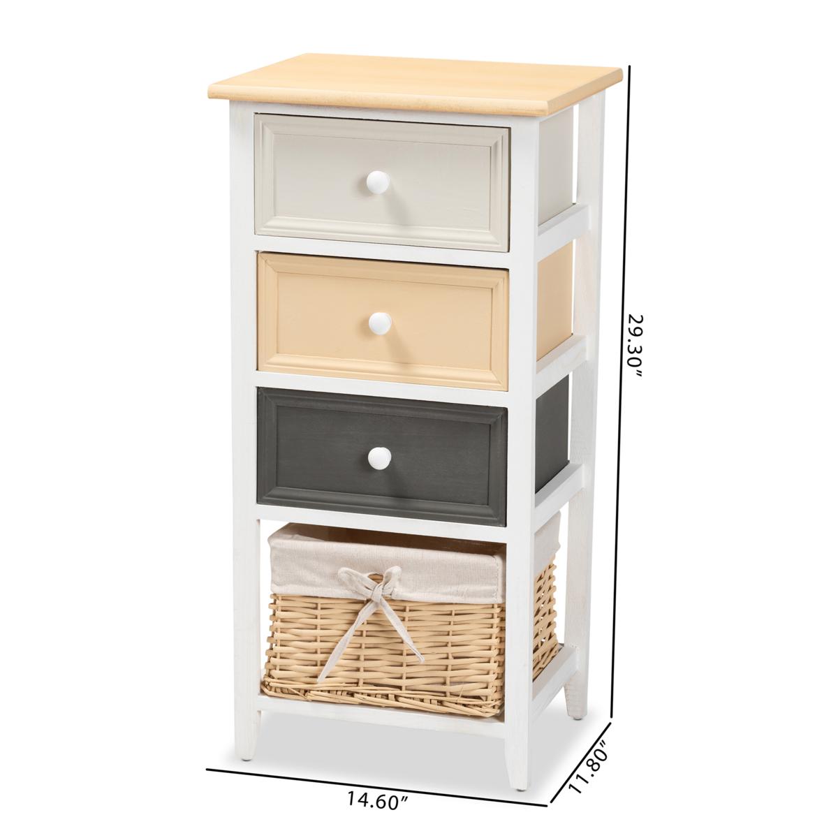 Valtina Two-tone Wood 3 Drawer Storage Unit With Baskets Oak Brown