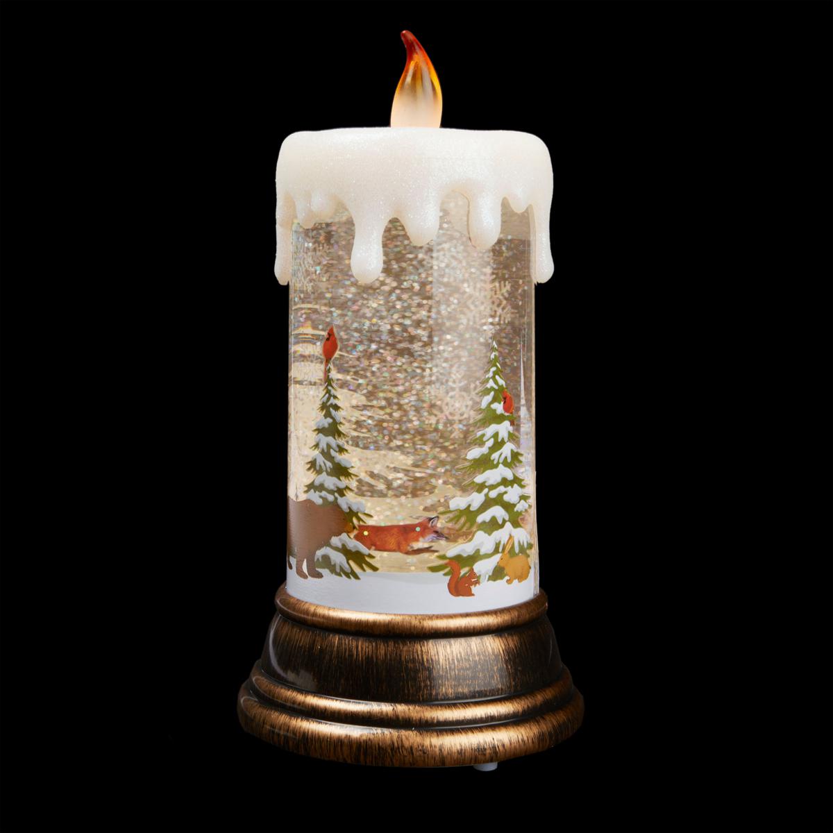 Winter Lane Spinning LED Glitter Candle