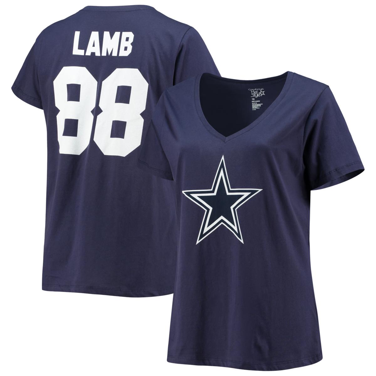 Women's Fanatics CeeDee Lamb Navy Dallas Cowboys Plus Size Name ...