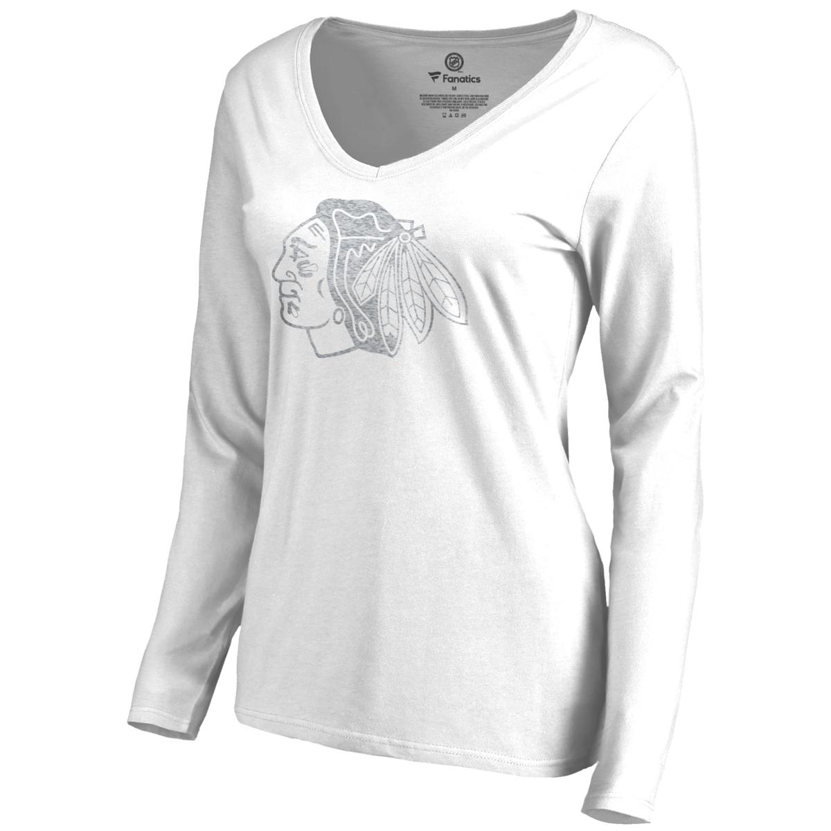 Women's Fanatics White Chicago Blackhawks White Out Long Sleeve T