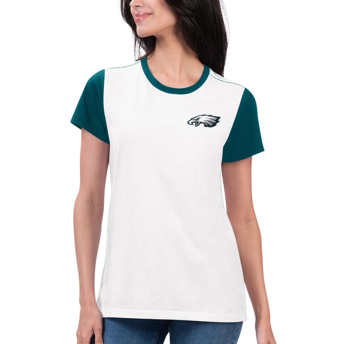 Women's G-III 4Her by Carl Banks White/Midnight Green Philadelphia Eagles  Fashion Illustration T-Shi