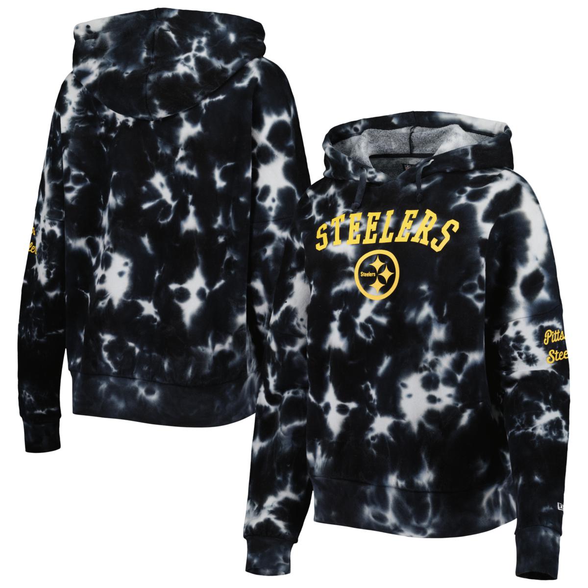 Women s New Era Black Pittsburgh Steelers Cloud Dye Fleece