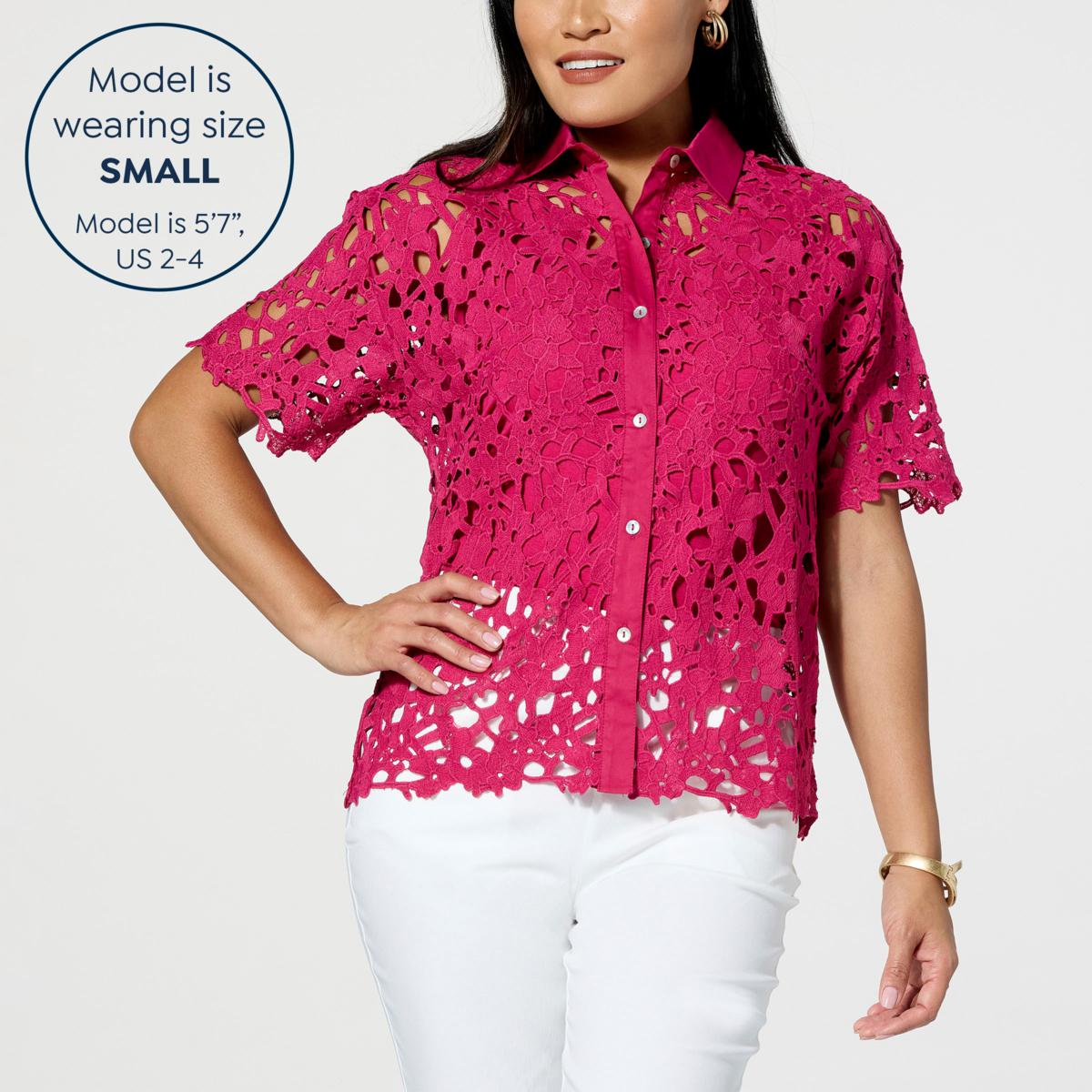 WynneCollection Abstract Floral Lace Top - 22066812 | HSN