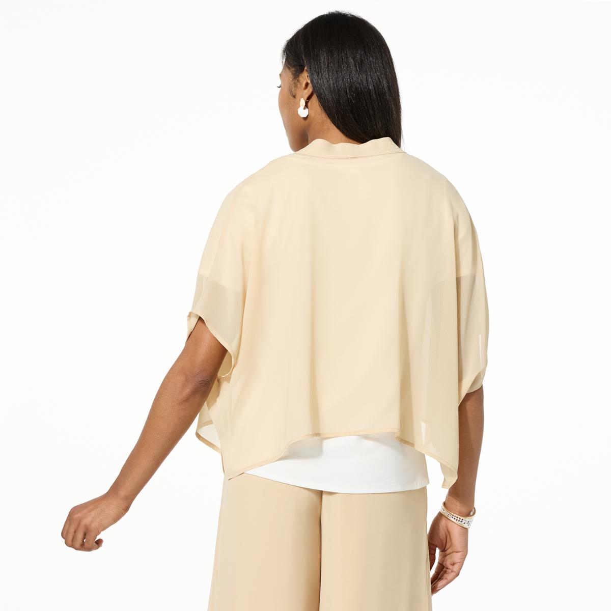 WynneCollection Dolman Sleeve Chiffon Shrug - 23506128 | HSN