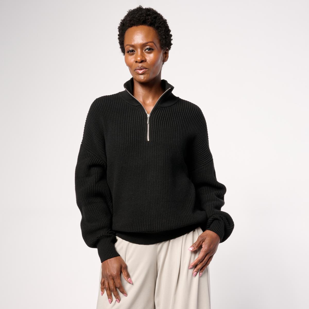 WynneCollection Drama Sleeve Half-Zip Top | HSN
