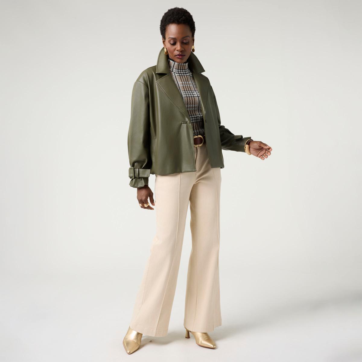 WynneCollection Faux Leather Short Trench | HSN