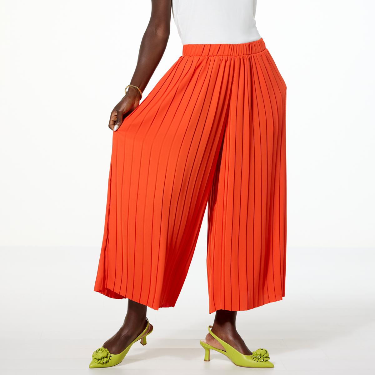 WynneCollection Pleated Crepe Knit Pant with Pockets | HSN