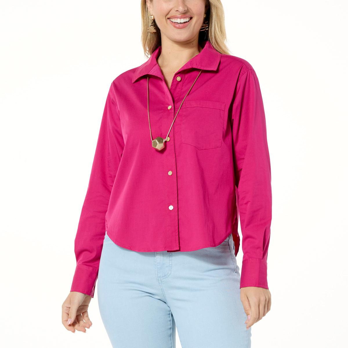 WynneLayers Poplin Colorblock Button-Front Shirt