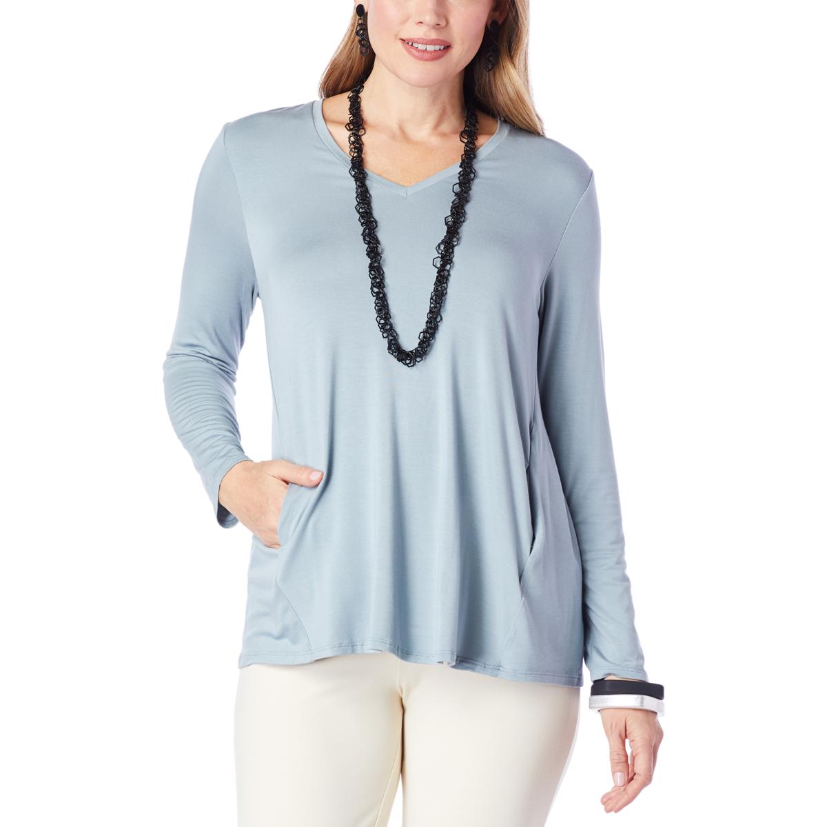 WynneLayers Long Sleeve Butterfly Tee with Pockets - 20267163 | HSN