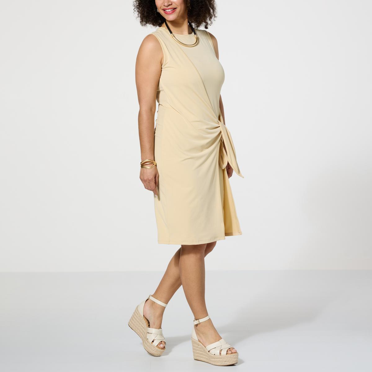 Closet draped sleeveless wrap dress best sale