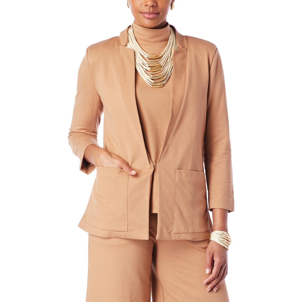 WynneLayers Rib Lapel Jacket with Front Pockets