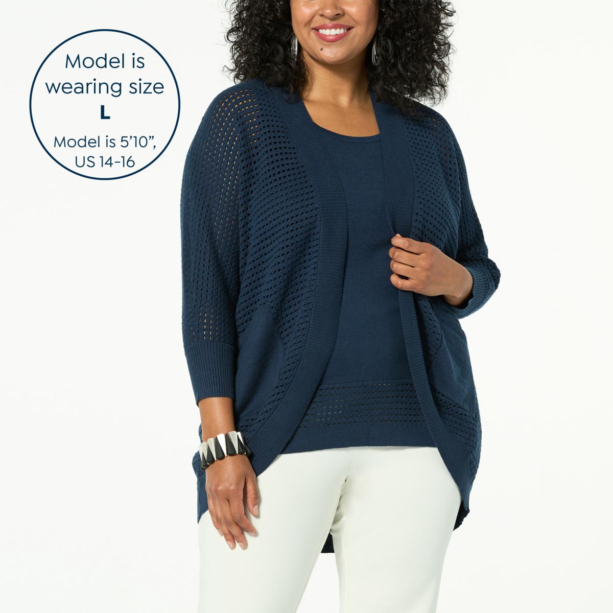 WynneLayers Sweater Knit Mesh Cocoon Cardigan