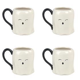 10 Strawberry Street Ceramic Halloween Ghost Mug 4-Pack