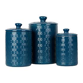 10 Strawberry Street Diamond 3-Piece Canister Set, Blue