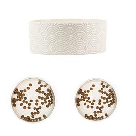 10 Strawberry Street Embossed Wave Paw Pet Dish, Set of 2, Small