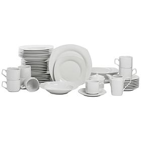 10 Strawberry Street Simply White 45-Piece Square Dinnerware Set