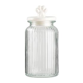 10 Strawberry Street Textured Glass Pet Treat Jar - Ribbed Paw