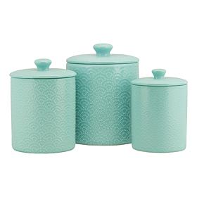 10 Strawberry Street Tide Embossed 3-piece Canister Set - White