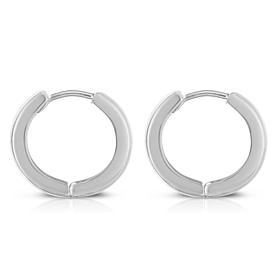 10K White Gold Hugger Hoop Earrings with Hinged Clasp