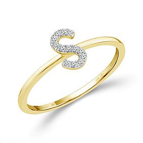 10K Yellow Gold 1/20ctw Diamond S Initial Ring
