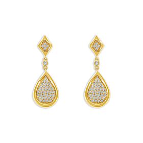 10K Yellow Gold 1/4ctw Pave' Diamond Pear Drop Earrings