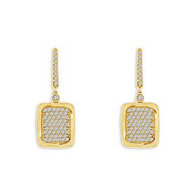 10K Yellow Gold 3/8ctw Pave' Diamond Drop Fashion Earrings