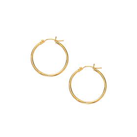 10K Yellow Gold Tube Hoop Earring with Hinged Clasp