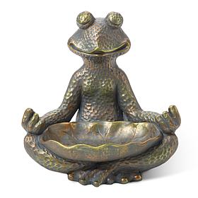 14.25"H Bronze MGO Yoga Frog Statue