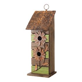 14.5"H Vintage Pallet Distressed Solid Wood Duplex Garden Birdhouse